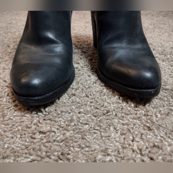 BP Black Leather Ankle Booties With Chunky Block Heel 8.5 - Picture 6 of 15